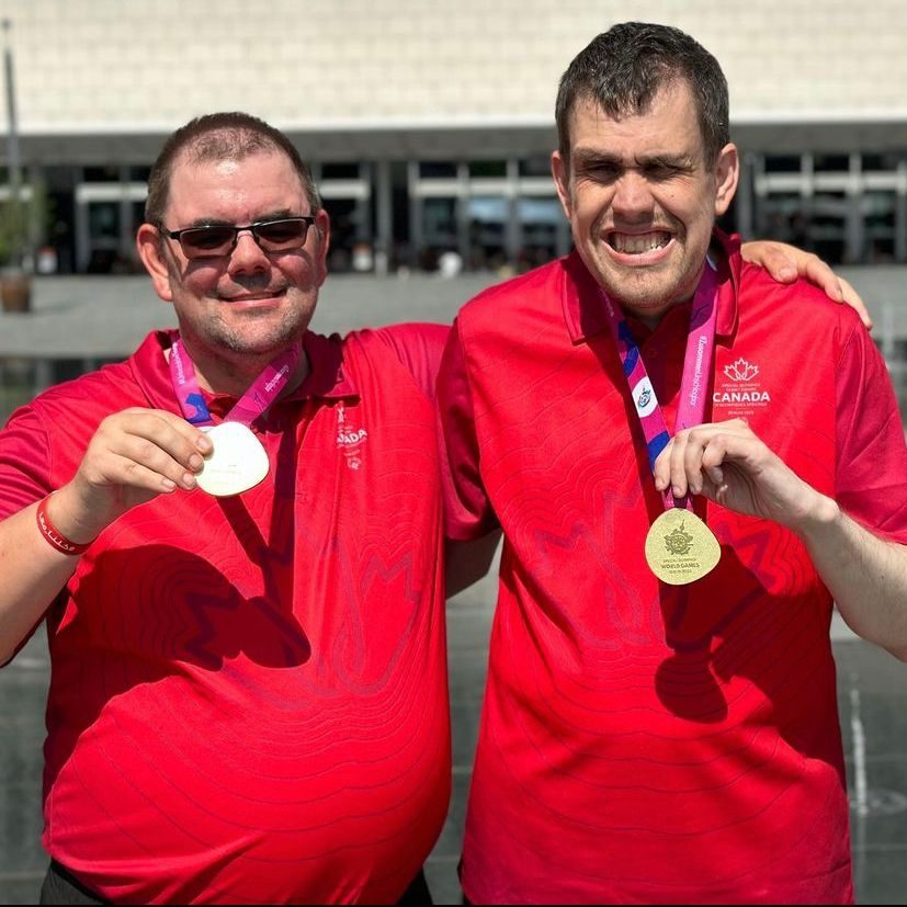 Ian Cushon, right, 2023 Special Olympics World Games